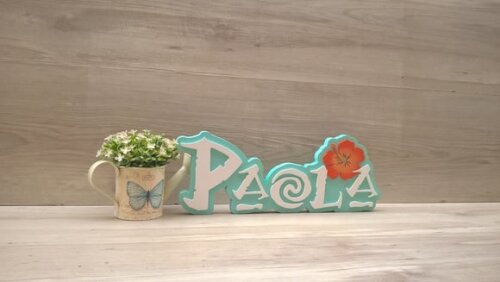 Nome em MDF - Peça de mesa Tema MOANA - Paola 15 cm