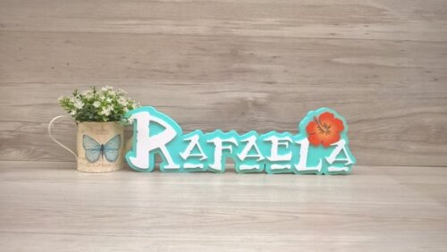 Nome em MDF - Peça de mesa Tema MOANA - Rafaela 12 cm