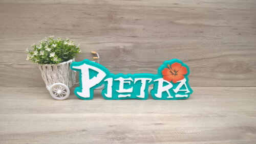 Nome em MDF - Peça de mesa Tema MOANA - Pietra 12 cm