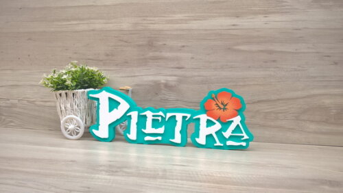 Nome em MDF - Peça de mesa Tema MOANA - Pietra 12 cm