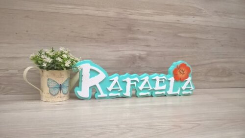 Nome em MDF - Peça de mesa Tema MOANA - Rafaela 12 cm
