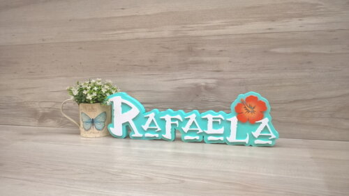 Nome em MDF - Peça de mesa Tema MOANA - Rafaela 12 cm