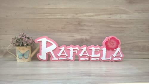 Nome em MDF - Peça de mesa Tema MOANA - Rafaela 15 cm