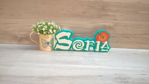 Nome em MDF - Peça de mesa Tema MOANA - Sofia 12 cm