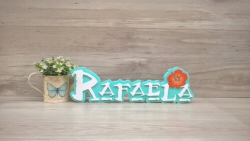 Nome em MDF - Peça de mesa Tema MOANA - Rafaela 12 cm