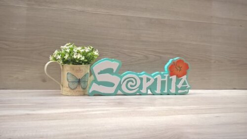 Nome em MDF - Peça de mesa Tema MOANA - Sophia 15 cm