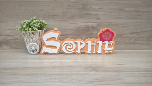 Nome em MDF - Peça de mesa Tema MOANA - Sophie 12 cm