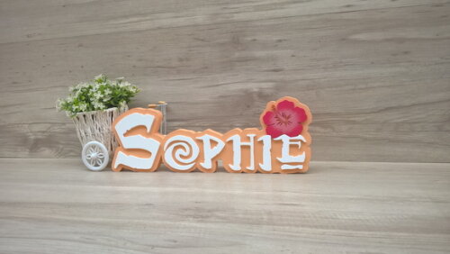 Nome em MDF - Peça de mesa Tema MOANA - Sophie 12 cm