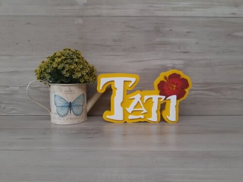 Nome em MDF - Peça de mesa Tema MOANA - Tati 12 cm