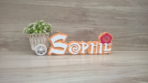 Nome em MDF - Peça de mesa Tema MOANA - Sophie 12 cm
