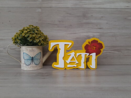 Nome em MDF - Peça de mesa Tema MOANA - Tati 12 cm