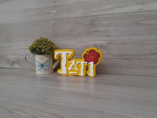 Nome em MDF - Peça de mesa Tema MOANA - Tati 12 cm
