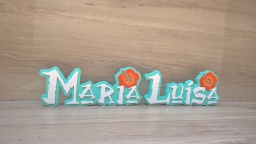 Nome em MDF - Peça de mesa Tema MOANA Maria Luísa 12 cm