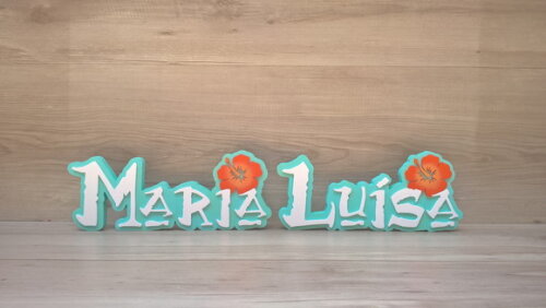 Nome em MDF - Peça de mesa Tema MOANA Maria Luísa 12 cm
