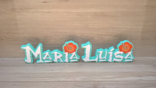 Nome em MDF - Peça de mesa Tema MOANA Maria Luísa 12 cm
