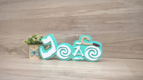 Nome em MDF - Peça de mesa Tema MOANA/ MAUI - João 15 cm