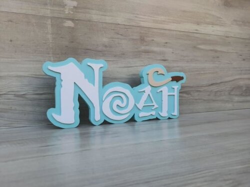 Nome em mdf - Peça de Mesa Tema Moana/ Maui - Noah - 15 cm