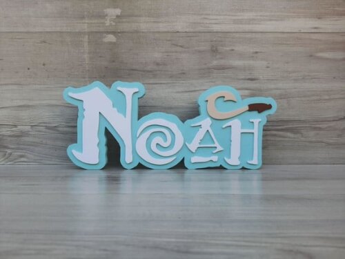 Nome em mdf - Peça de Mesa Tema Moana/ Maui - Noah - 15 cm