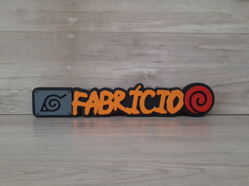 Nome Em Mdf - Peça De Mesa Tema Naruto - Fabrício - 10 Cm