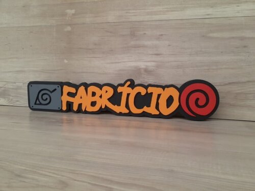 Nome Em Mdf - Peça De Mesa Tema Naruto - Fabrício - 10 Cm