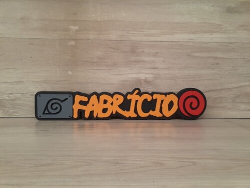 Nome Em Mdf - Peça De Mesa Tema Naruto - Fabrício - 10 Cm