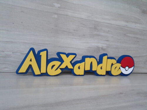 Nome Em Mdf - Peça De Mesa Tema Pokemon - Alexandre - 10 Cm