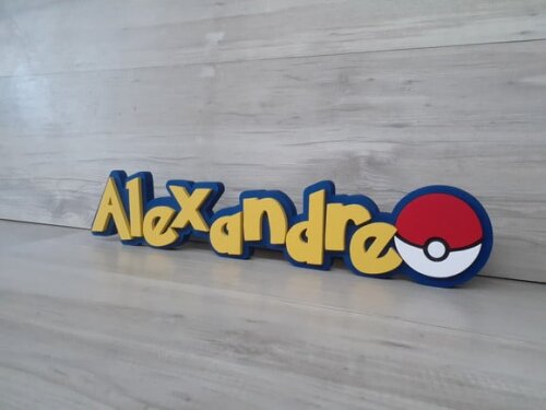 Nome Em Mdf - Peça De Mesa Tema Pokemon - Alexandre - 10 Cm