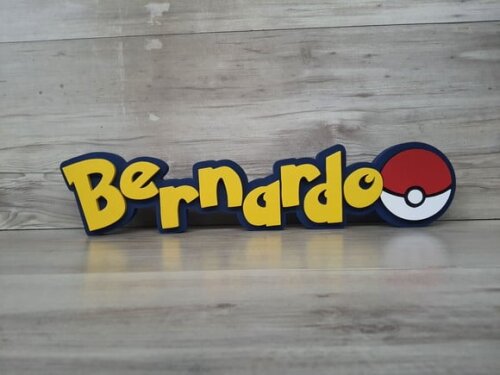 Nome Em Mdf - Peça De Mesa Tema Pokemon - Bernardo - 10 Cm