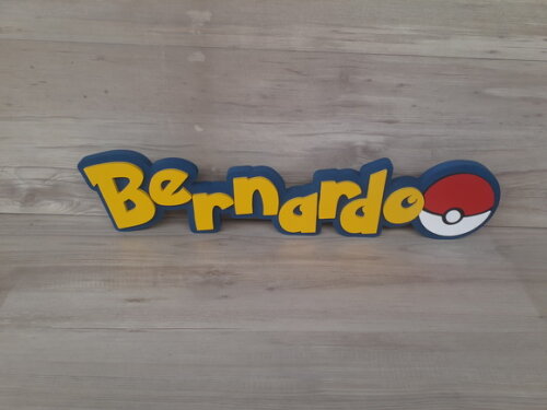 Nome Em Mdf - Peça De Mesa Tema Pokemon - Bernardo - 13 Cm