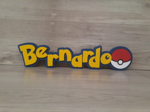 Nome Em Mdf - Peça De Mesa Tema Pokemon - Bernardo - 13 Cm