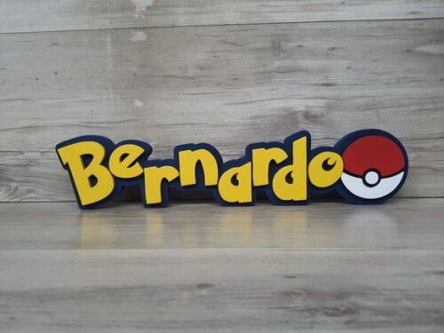 Nome Em Mdf - Peça De Mesa Tema Pokemon - Bernardo - 10 Cm