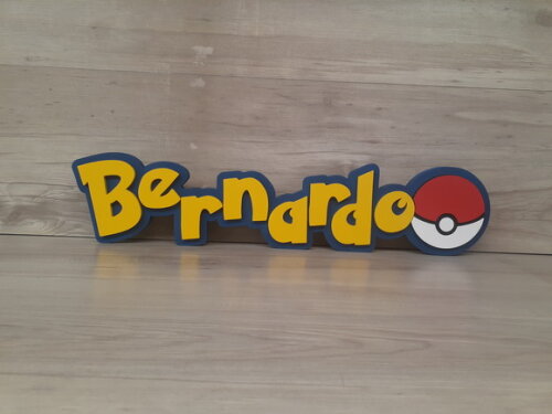 Nome Em Mdf - Peça De Mesa Tema Pokemon - Bernardo - 13 Cm