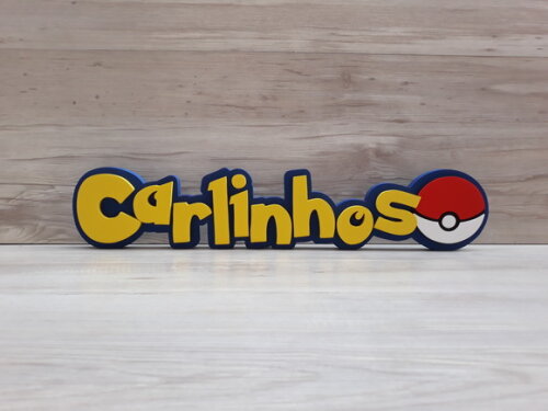 Nome Em Mdf - Peça De Mesa Tema Pokemon - Carlinhos - 10 Cm