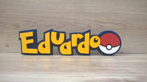 Nome em MDF - Peça de mesa Tema POKEMON - Eduardo - 10 cm