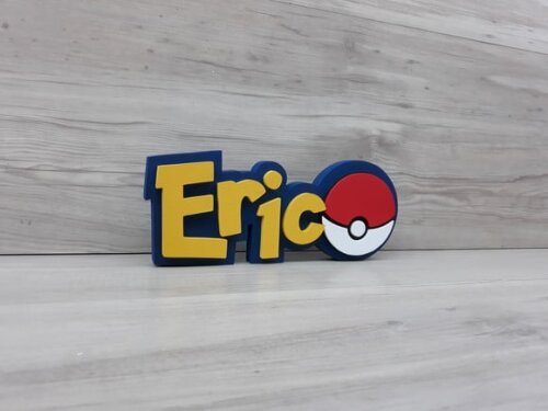 Nome em MDF - Peça de mesa Tema POKEMON - Eric - 10 cm