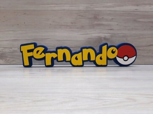 Nome Em Mdf - Peça De Mesa Tema Pokemon - Fernando - 10 Cm