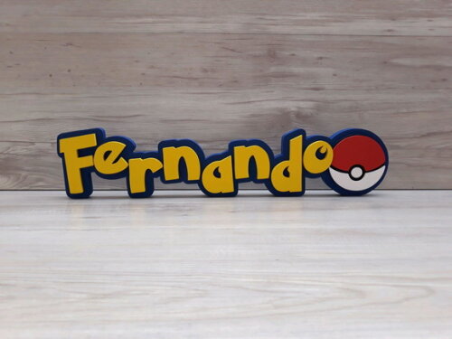 Nome Em Mdf - Peça De Mesa Tema Pokemon - Fernando - 10 Cm