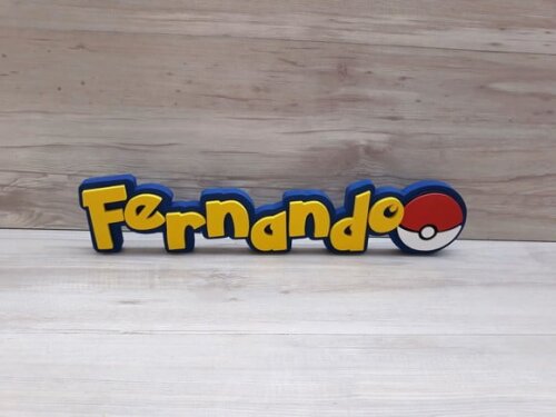 Nome Em Mdf - Peça De Mesa Tema Pokemon - Fernando - 10 Cm