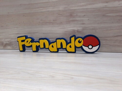 Nome Em Mdf - Peça De Mesa Tema Pokemon - Fernando - 10 Cm