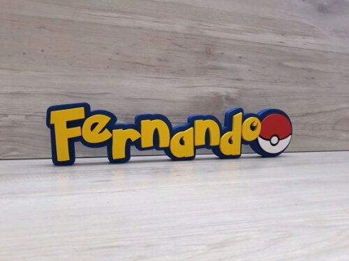 Nome Em Mdf - Peça De Mesa Tema Pokemon - Fernando - 10 Cm