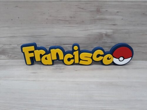 Nome Em Mdf - Peça De Mesa Tema Pokemon - Francisco - 10 Cm
