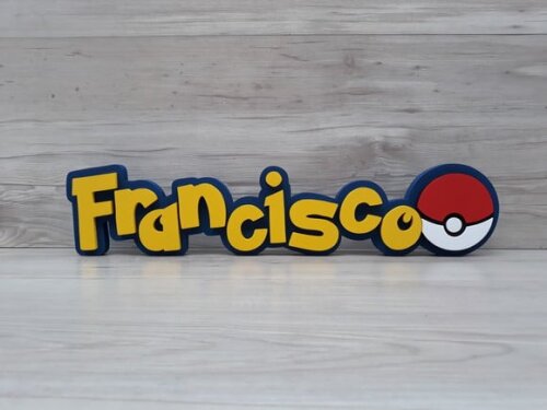 Nome Em Mdf - Peça De Mesa Tema Pokemon - Francisco - 10 Cm