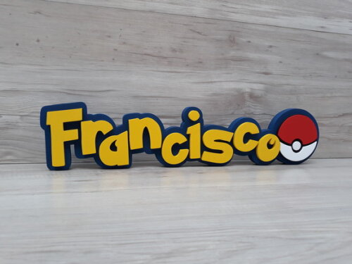Nome Em Mdf - Peça De Mesa Tema Pokemon - Francisco - 10 Cm