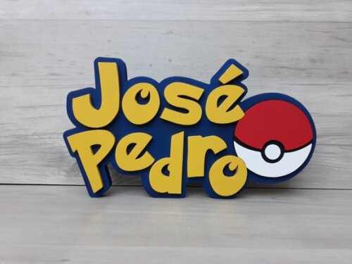 Nome em MDF - Peça de mesa Tema POKEMON - José Pedro 18 cm