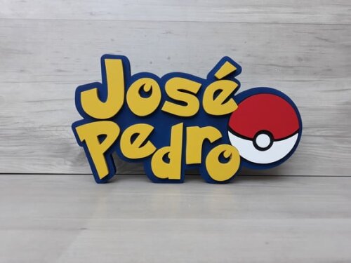 Nome em MDF - Peça de mesa Tema POKEMON - José Pedro 18 cm