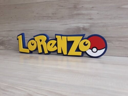 Nome em mdf - Peça de Mesa Tema Pokemon - Lorenzo - 10 cm