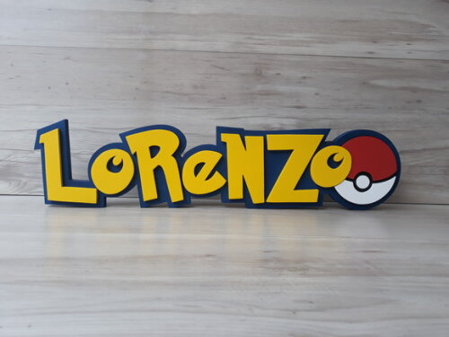 Nome em mdf - Peça de Mesa Tema Pokemon - Lorenzo - 13 cm