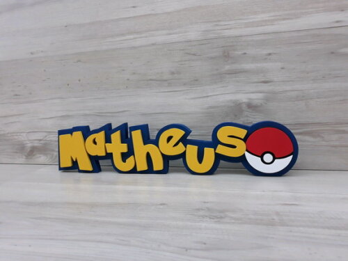Nome Em Mdf - Peça De Mesa Tema Pokemon - Matheus - 10 Cm