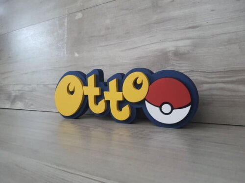 Nome em mdf - Peça de Mesa Tema Pokemon - Otto - 10 cm