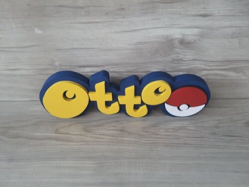 Nome em mdf - Peça de Mesa Tema Pokemon - Otto - 10 cm